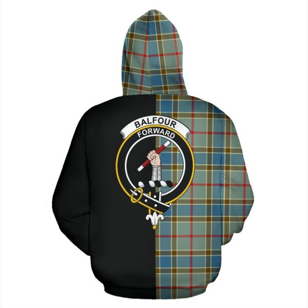 Balfour Blue Tartan Crest Zipper Hoodie - Half Of Me Style Online - Image 3