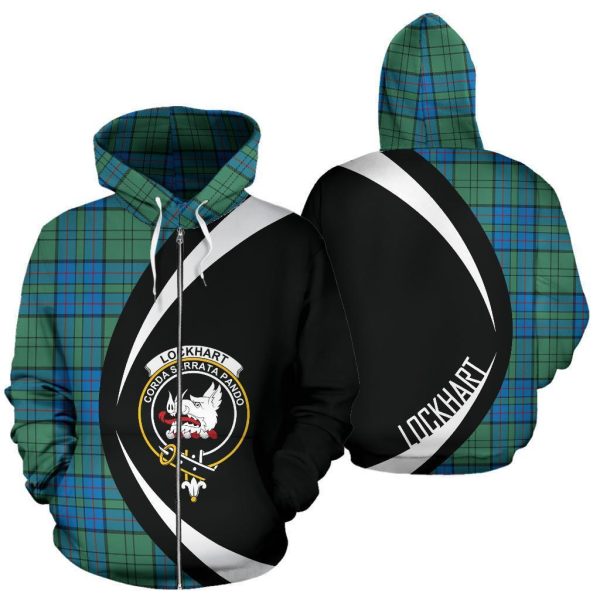 Lockhart Tartan Crest Zipper Hoodie - Circle Style Hot on Sale