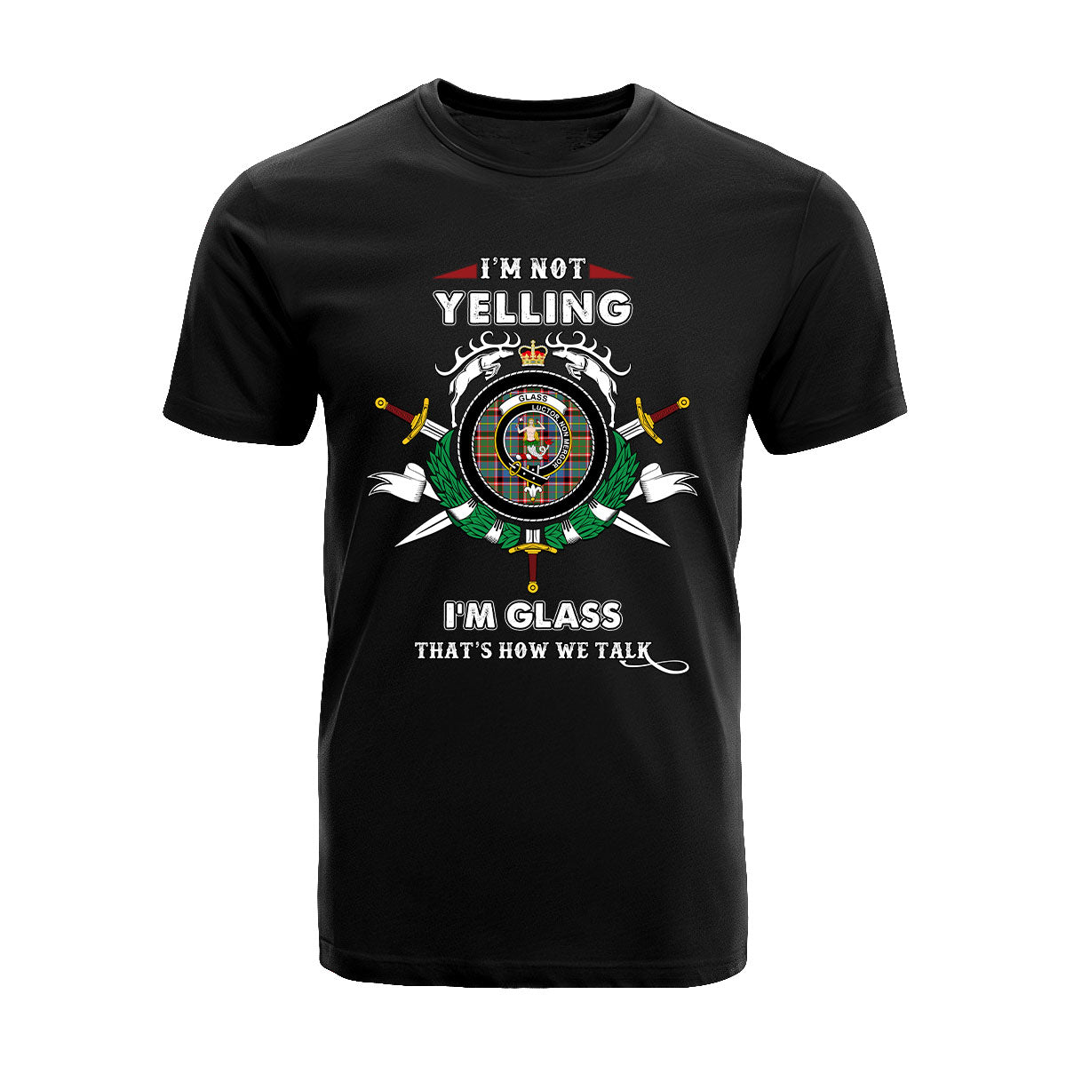 Glass Tartan Crest T-shirt – I m not yelling style Sale