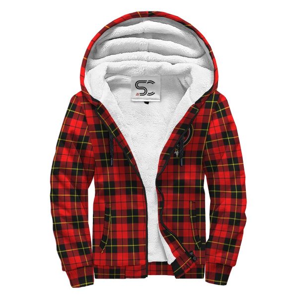 Wallace Hunting - Red Tartan Crest Sherpa Hoodie on Sale