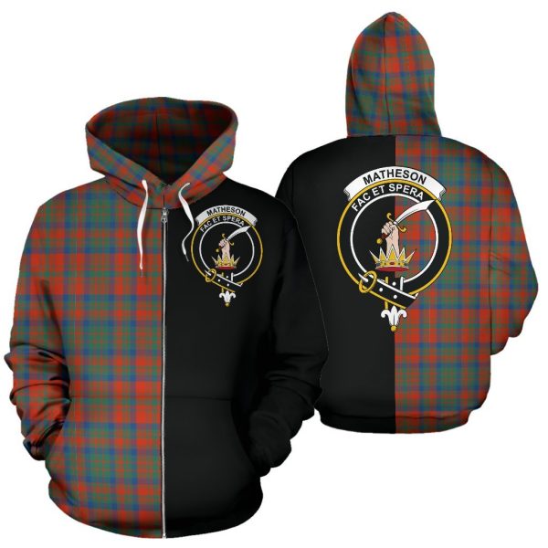 Matheson Ancient Tartan Crest Zipper Hoodie - Half Of Me Style on Sale