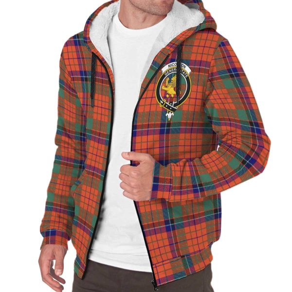 Nicolson Ancient Tartan Crest Sherpa Hoodie Cheap - Image 3