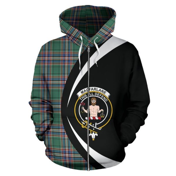 MacFarlane Hunting Ancient Tartan Crest Zipper Hoodie - Circle Style Sale - Image 2