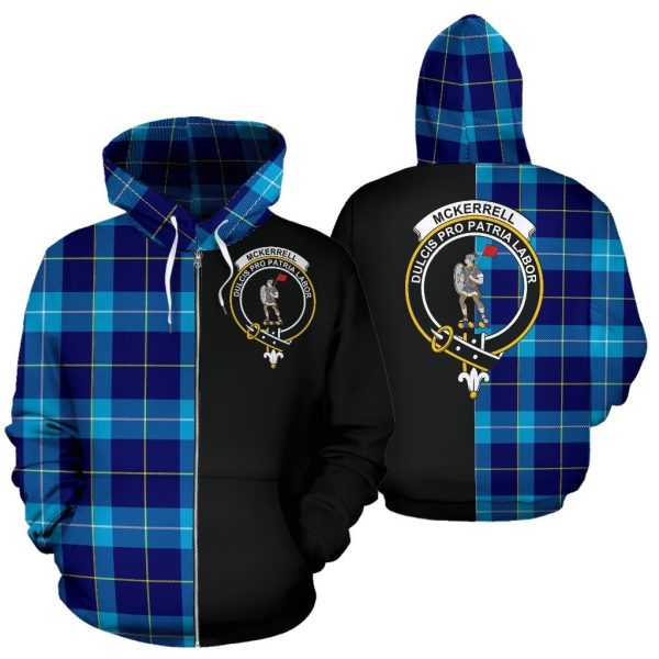 McKerrell Tartan Crest Zipper Hoodie - Half Of Me Style For Cheap