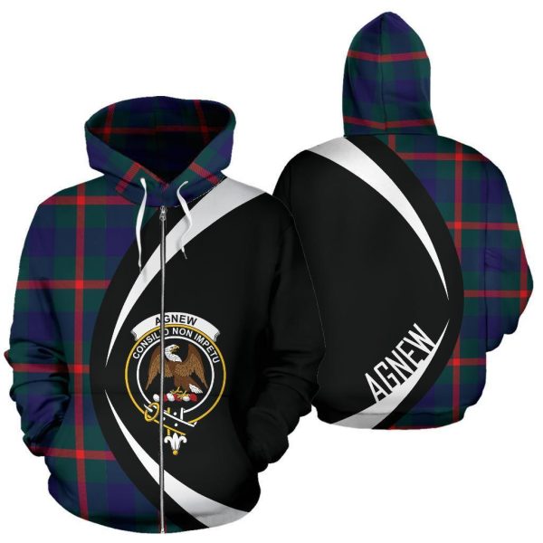 Agnew Modern Tartan Crest Zipper Hoodie - Circle Style Hot on Sale