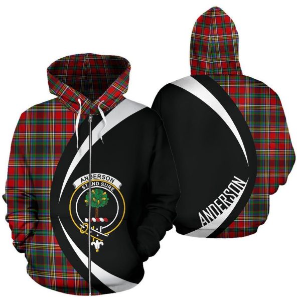 Anderson of Arbrake Tartan Crest Zipper Hoodie - Circle Style Online