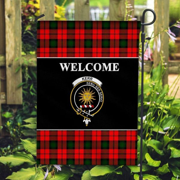 Kerr Tartan Crest Black Garden Flag Online Hot Sale
