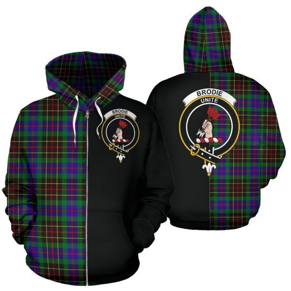 Brodie Hunting Modern Tartan Crest Zipper Hoodie - Half Of Me Style Sale