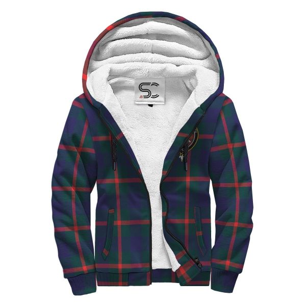 Agnew Modern Tartan Crest Sherpa Hoodie on Sale