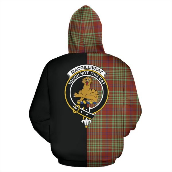 MacGillivray Hunting Ancient Tartan Crest Zipper Hoodie - Half Of Me Style For Sale - Image 3