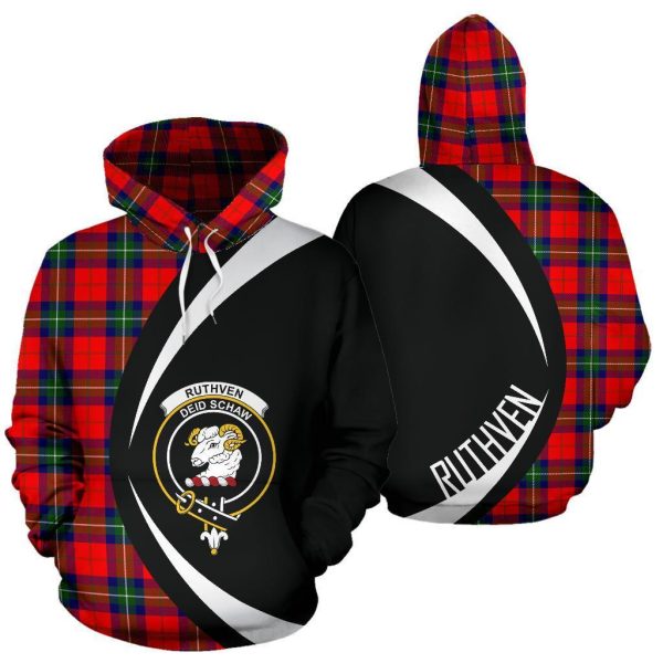 Ruthven Modern Tartan Crest Hoodie - Circle Style Fashion