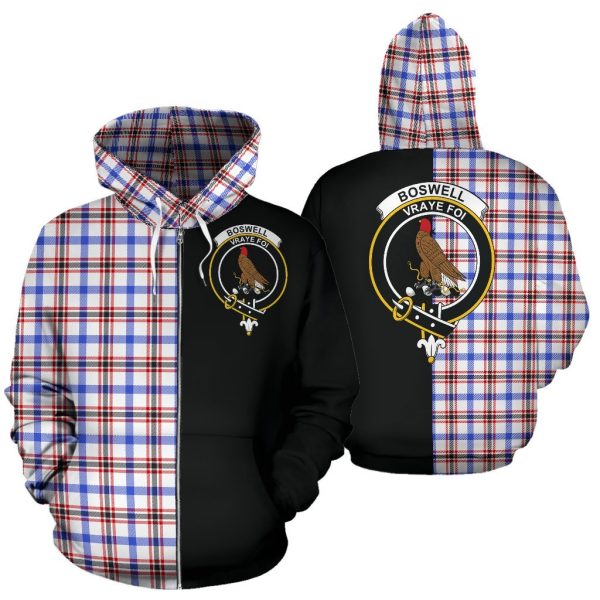 Boswell Modern Tartan Crest Zipper Hoodie - Half Of Me Style Discount