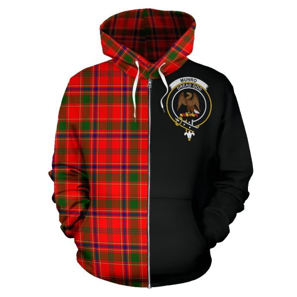 Munro Modern Tartan Crest Zipper Hoodie - Half Of Me Style Supply - Image 2