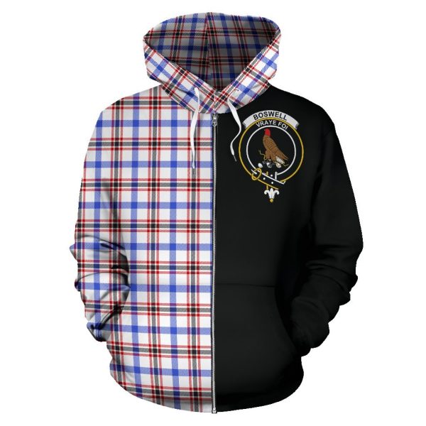 Boswell Modern Tartan Crest Zipper Hoodie - Half Of Me Style Discount - Image 2