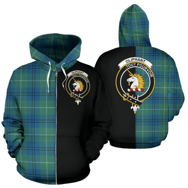 Oliphant Ancient Tartan Crest Zipper Hoodie - Half Of Me Style Online