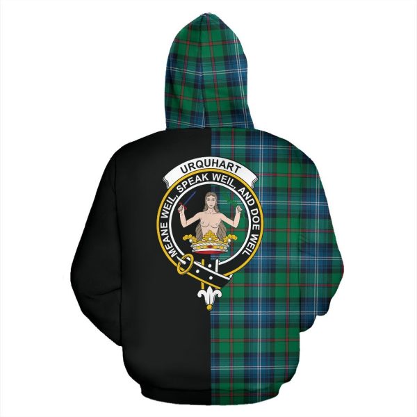 Urquhart Ancient Tartan Crest Zipper Hoodie - Half Of Me Style Supply - Image 3