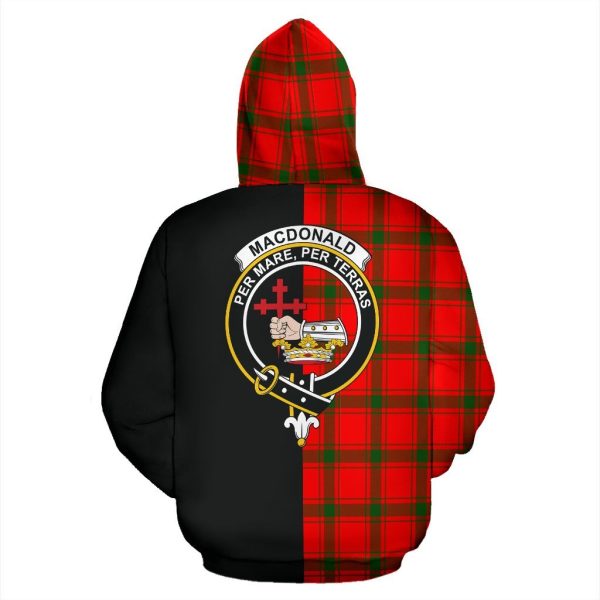 MacDonald of Sleat Tartan Crest Zipper Hoodie - Half Of Me Style For Cheap - Image 3