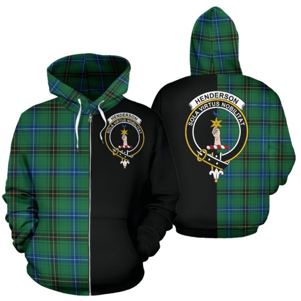 Henderson Ancient Tartan Crest Zipper Hoodie - Half Of Me Style For Cheap