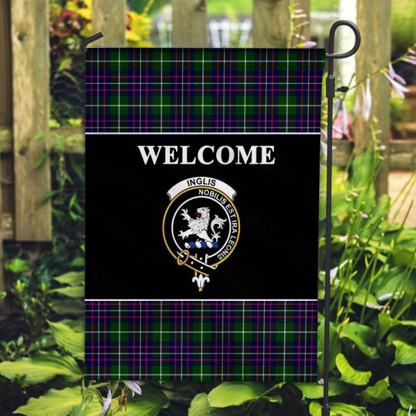 Inglis Tartan Crest Black Garden Flag For Cheap
