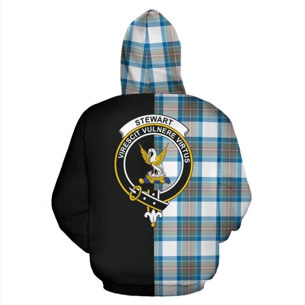 Stewart Muted Blue Tartan Crest Zipper Hoodie - Half Of Me Style Sale - Image 3