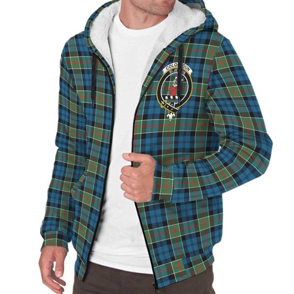 Colquhoun Ancient Tartan Crest Sherpa Hoodie on Sale - Image 3