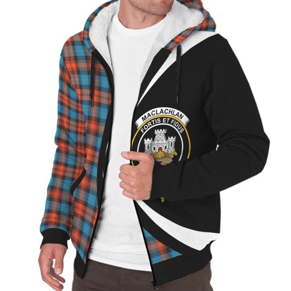 MacLachlan Ancient Tartan Crest Sherpa Hoodie - Circle Style Discount - Image 3