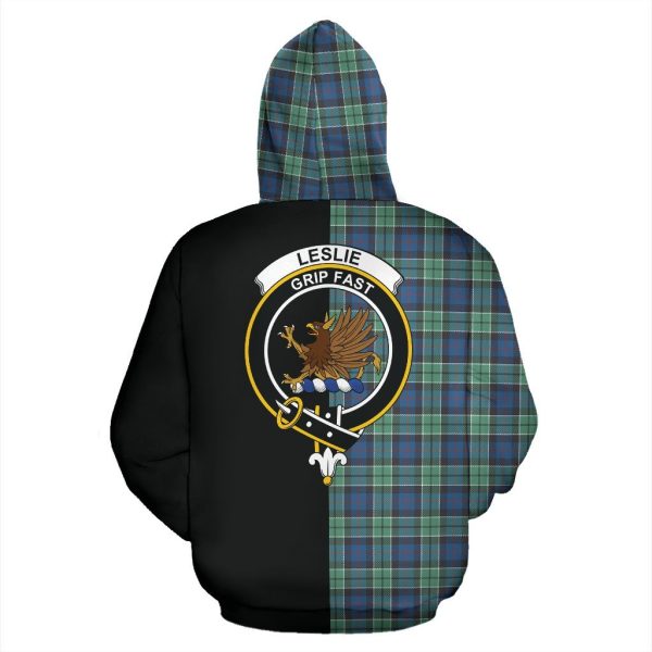 Leslie Hunting Ancient Tartan Crest Zipper Hoodie - Half Of Me Style For Discount - Image 3