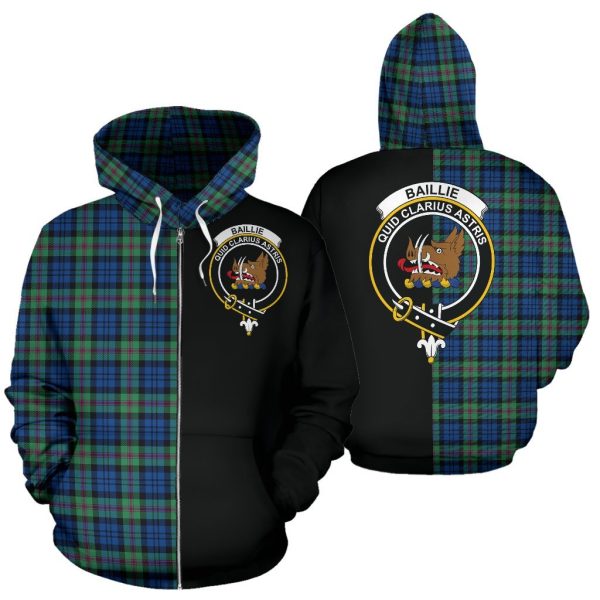 Baird Ancient Tartan Crest Zipper Hoodie - Half Of Me Style For Discount