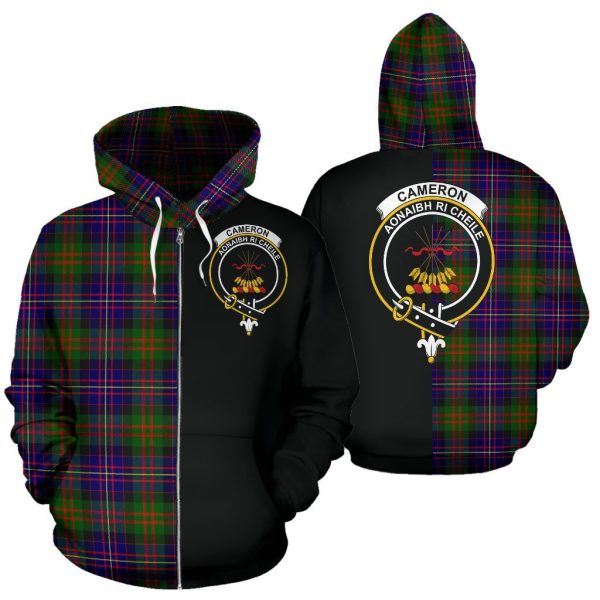 Cameron of Erracht Modern Tartan Crest Zipper Hoodie - Half Of Me Style Cheap