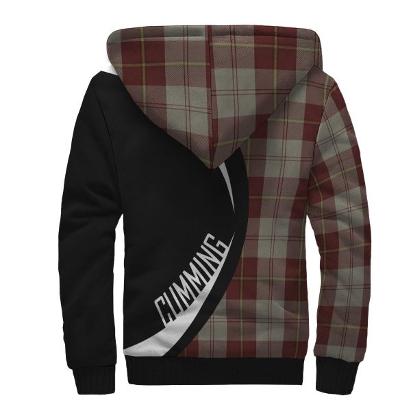 Cunningham Burgundy Dancers Tartan Crest Sherpa Hoodie - Circle Style Fashion - Image 2