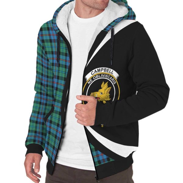 Campbell of Cawdor Ancient Tartan Crest Sherpa Hoodie - Circle Style For Sale - Image 3