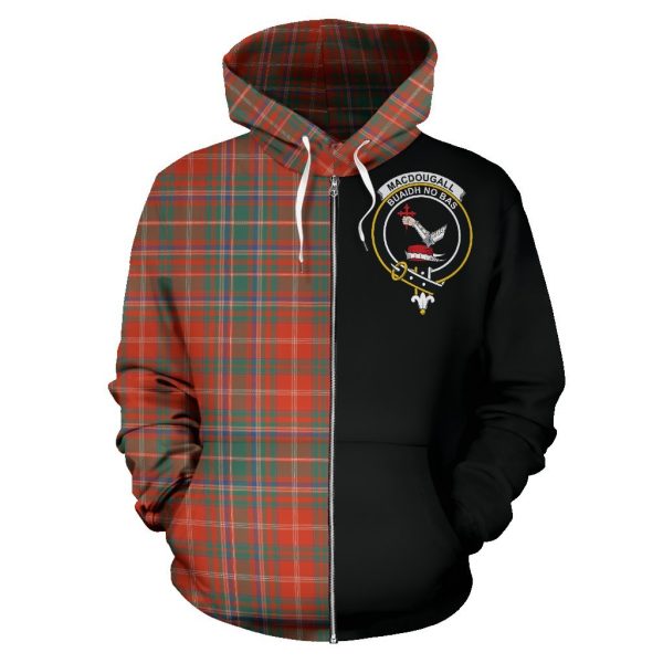 MacDougall Ancient Tartan Crest Zipper Hoodie - Half Of Me Style Cheap - Image 2