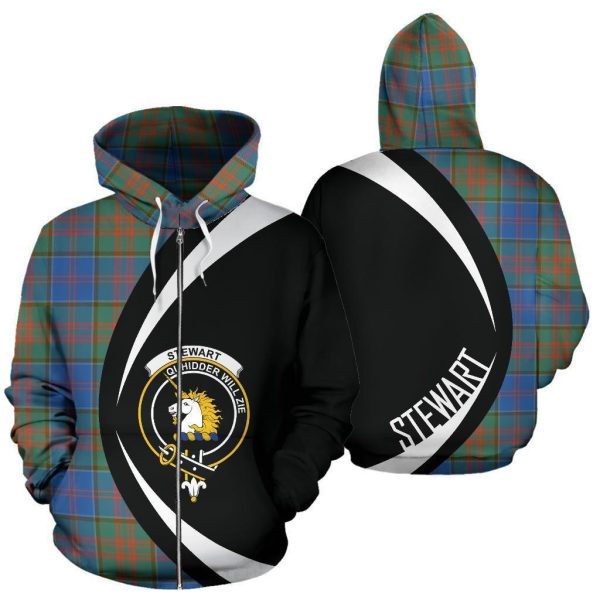 Stewart of Appin Hunting Ancient Tartan Crest Zipper Hoodie - Circle Style Fashion