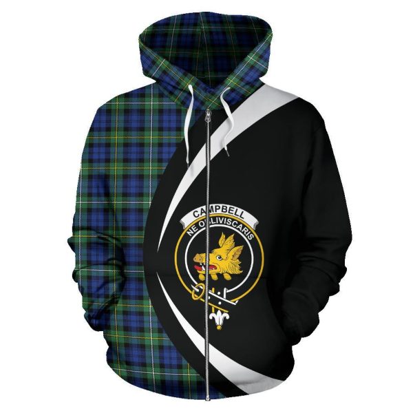 Campbell Argyll Ancient Tartan Crest Zipper Hoodie - Circle Style Supply - Image 2