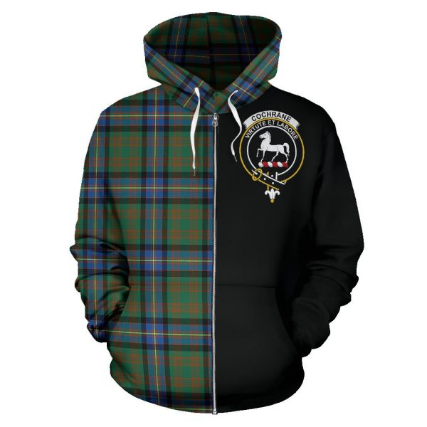 Cochrane Ancient Tartan Crest Zipper Hoodie - Half Of Me Style Sale - Image 2