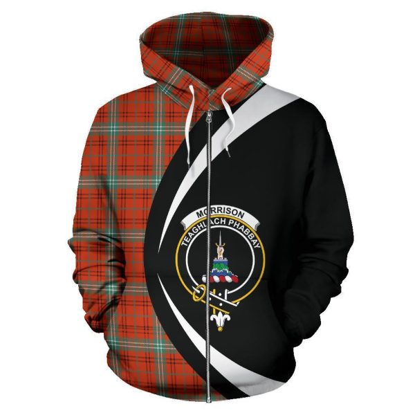 Morrison Red Ancient Tartan Crest Zipper Hoodie - Circle Style on Sale - Image 2
