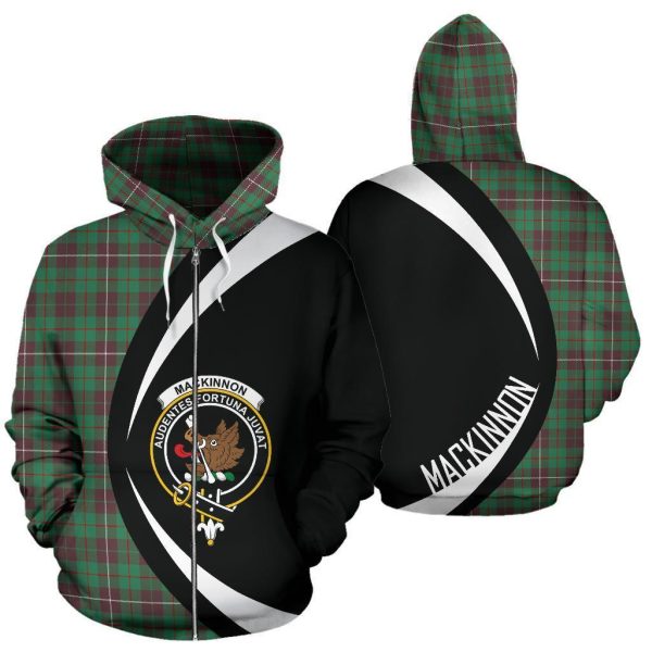 MacKinnon Hunting Ancient Tartan Crest Zipper Hoodie - Circle Style Supply