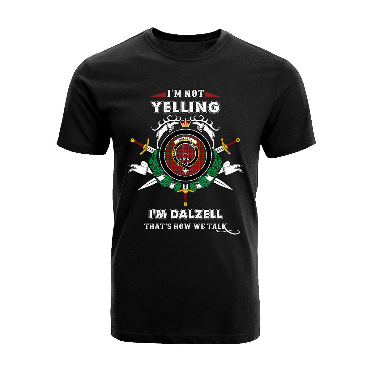 Dalzell Tartan Crest T-shirt – I m not yelling style Discount