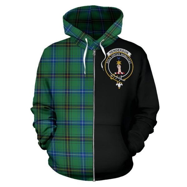Henderson Ancient Tartan Crest Zipper Hoodie - Half Of Me Style For Cheap - Image 2