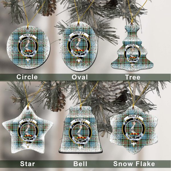 Paisley Tartan Christmas Ceramic Ornament - Snow Style Sale