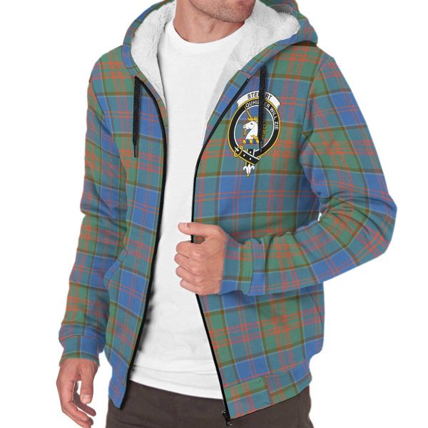 Stewart of Appin Hunting Ancient Tartan Crest Sherpa Hoodie For Cheap - Image 3