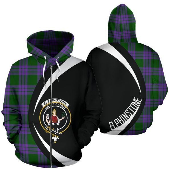 Elphinstone Tartan Crest Zipper Hoodie - Circle Style Fashion
