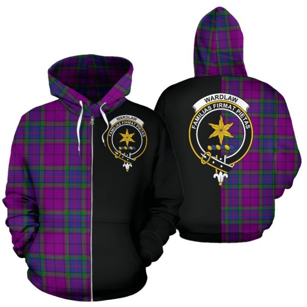 Wardlaw Modern Tartan Crest Zipper Hoodie - Half Of Me Style Sale