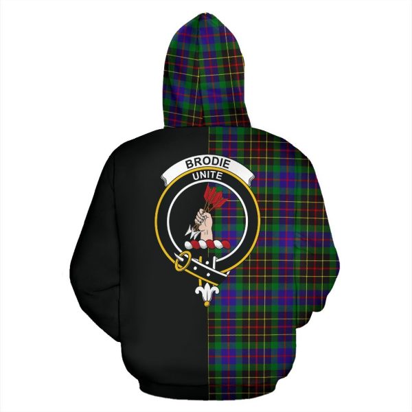 Brodie Hunting Modern Tartan Crest Zipper Hoodie - Half Of Me Style Sale - Image 3