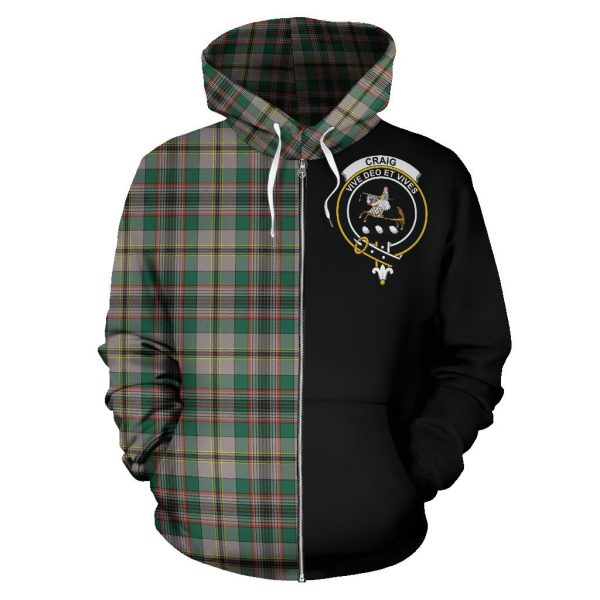 Craig Ancient Tartan Crest Zipper Hoodie - Half Of Me Style Cheap - Image 2