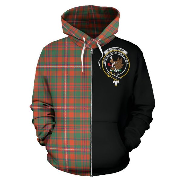 MacKinnon Ancient Tartan Crest Zipper Hoodie - Half Of Me Style For Cheap - Image 2