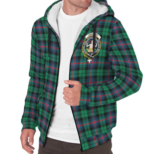 Urquhart Broad Red Ancient Tartan Crest Sherpa Hoodie Online Sale - Image 3