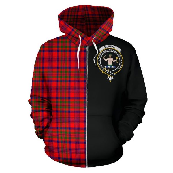 Murray of Tulloch Modern Tartan Crest Zipper Hoodie - Half Of Me Style Hot on Sale - Image 2