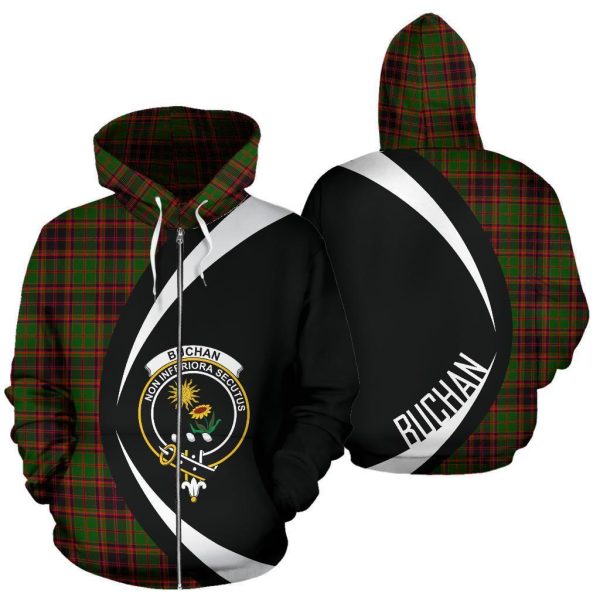 Buchan Modern Tartan Crest Zipper Hoodie - Circle Style Hot on Sale