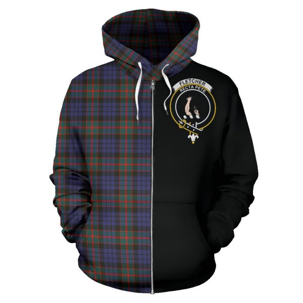 Fletcher of Dunans Tartan Crest Zipper Hoodie - Half Of Me Style Supply - Image 2